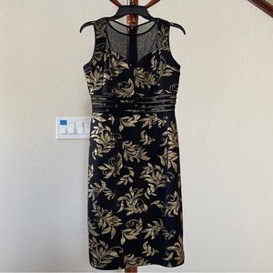 NWOT Enfocus Studio Black/Blue and Gold Dress (Size 6)